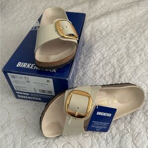 Birkenstock Madrid Big Buckle ivory patent 38 N